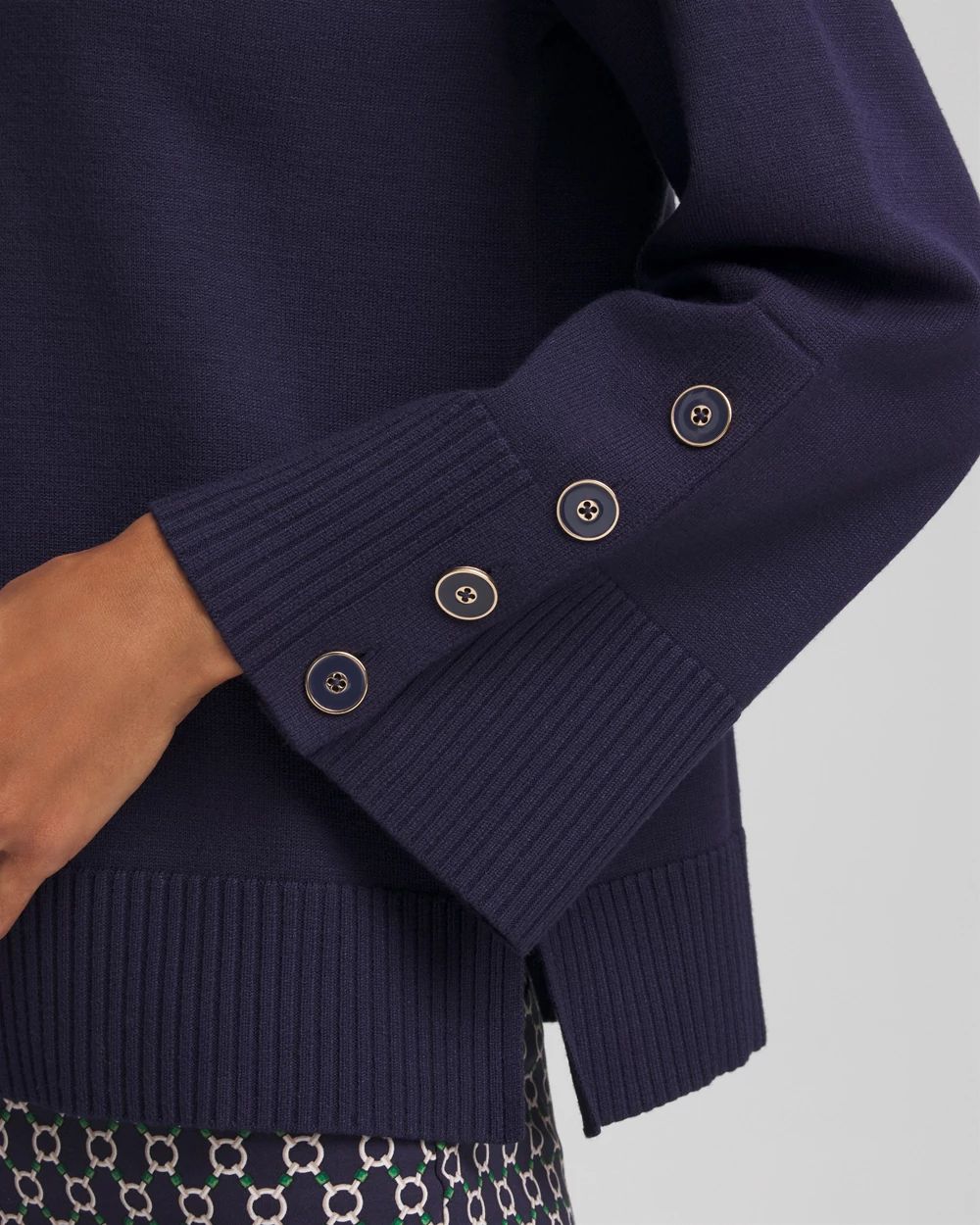 Button Sleeve Crewneck Pullover click to view larger image.