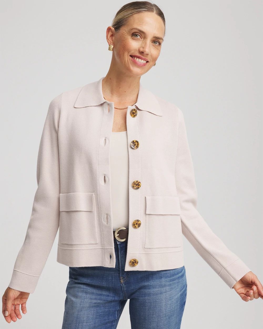Button-Front Cardigan Jacket