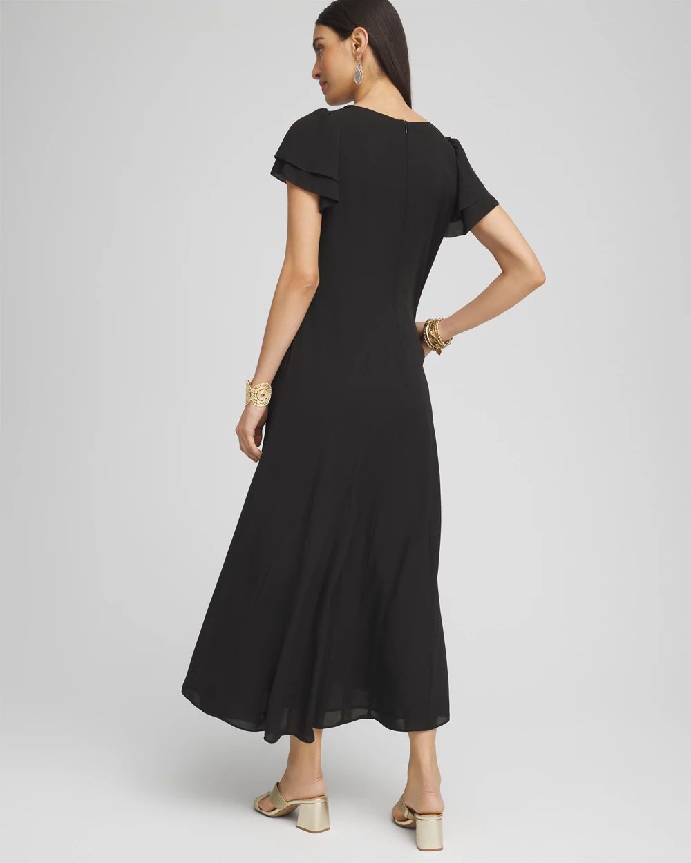 Crepe V-Neck Maxi Dress