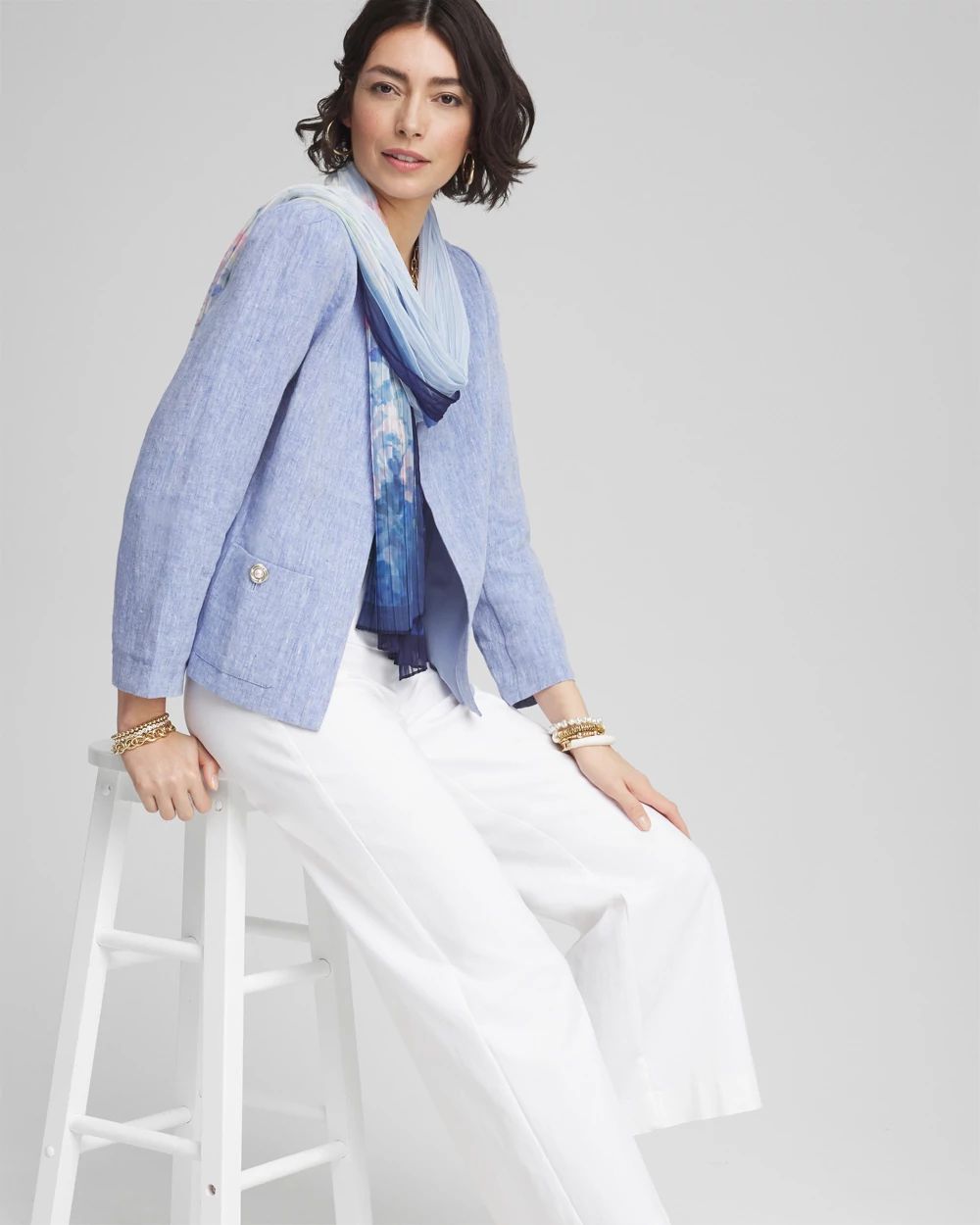 Collarless Linen Blazer click to view larger image.