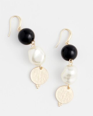 Linear Gold Pearl Earrings click to view larger image.