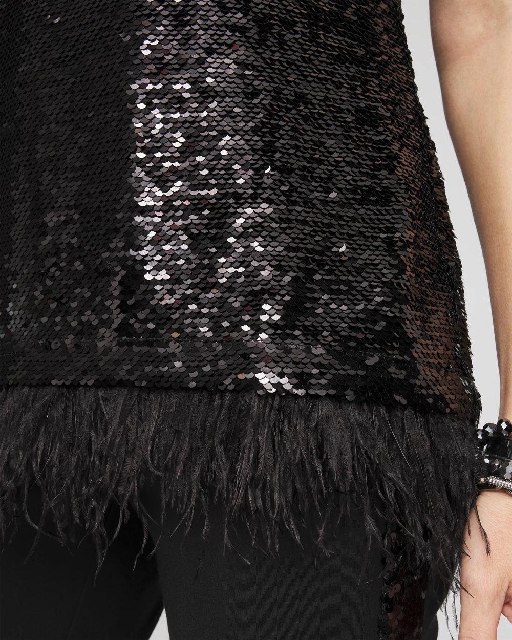 Faux-Feather Sequin Tank