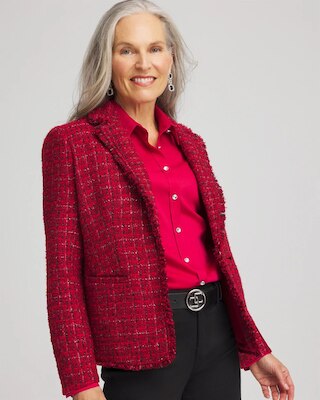 Red Tweed Sequins Blazer