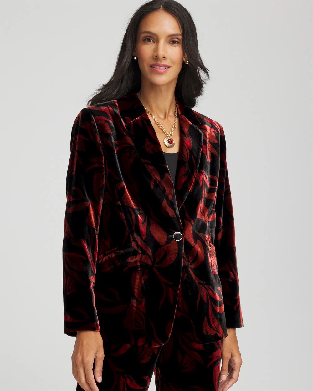 Velvet Printed Blazer