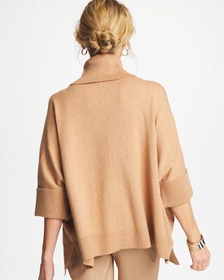 Cowlneck Knit Fringe Poncho click to view larger image.