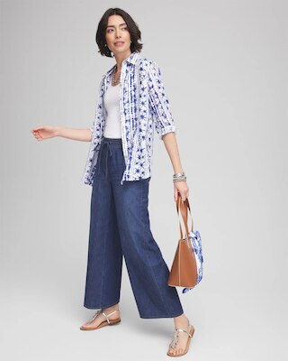 Lightweight Drawstring Ankle Jeans click to view larger image.