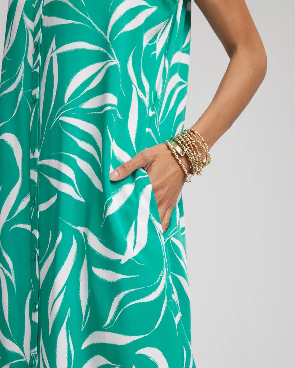 Rayon Silk Sleeveless Shirtdress