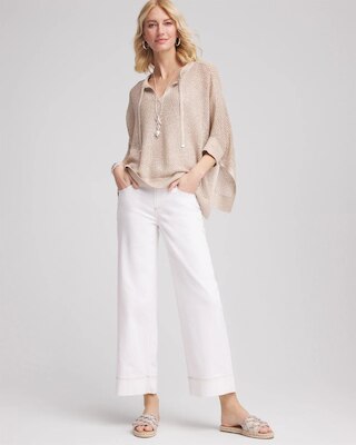 No Stain Pull-On Wide Leg Cropped Jeans click to view larger image.