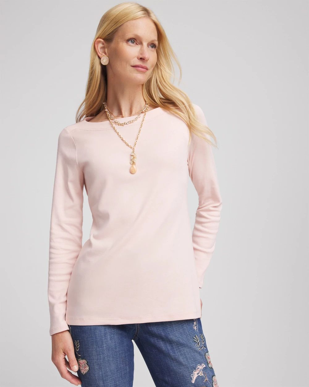 Stretch Cotton Boatneck Tunic