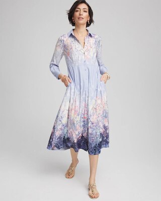 Floral Matte Satin Midi Shirtdress