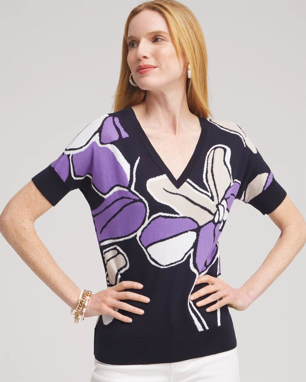 Floral Dolman Pullover Sweater