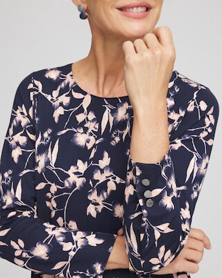 Printed Godet Popover Midi Dress click to view larger image.