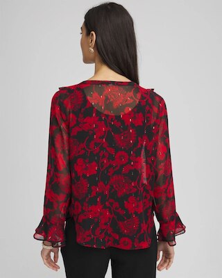 Georgette Clip Dot Ruffle Blouse click to view larger image.