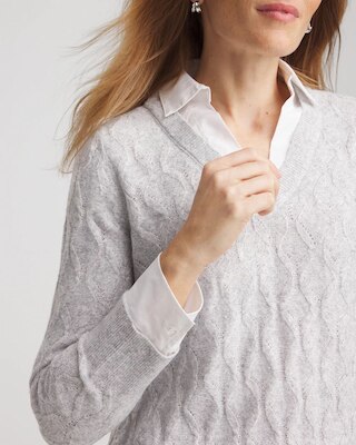 Classic Built-In Shirt Knit Sweater click to view larger image.