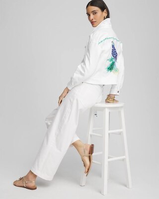 Embroidered Relaxed Denim Jacket click to view larger image.