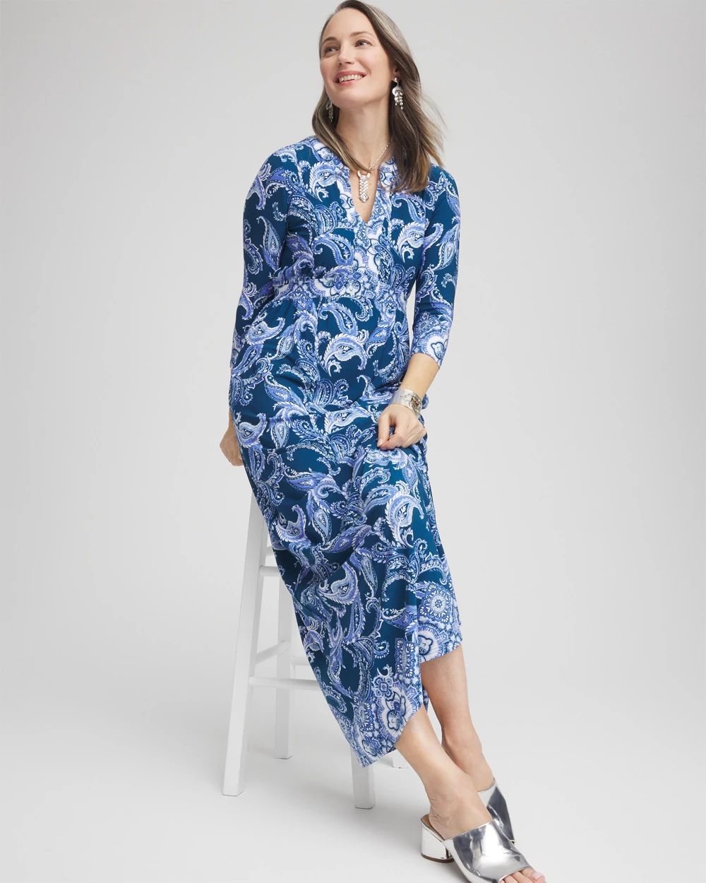 3/4 Sleeved Jersey Maxi Dress click to view larger image.