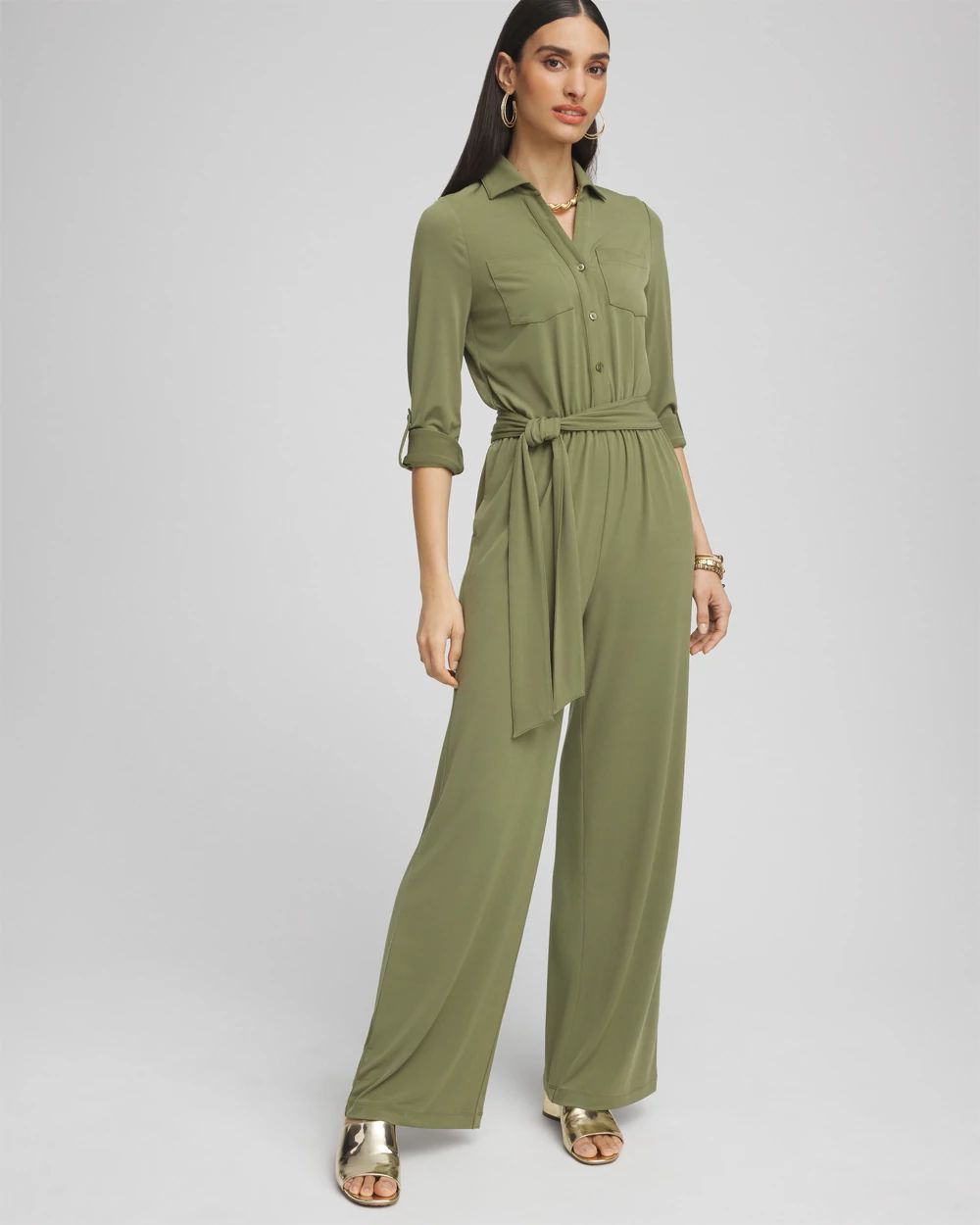 Belted Jersey Maxi Jumpsuit