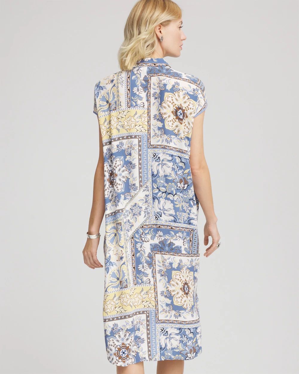 Floral Patchwork Short Shirtdress click to view larger image.