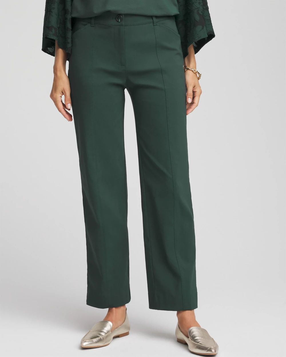 Petite Bi-Stretch Straight Ankle Pants