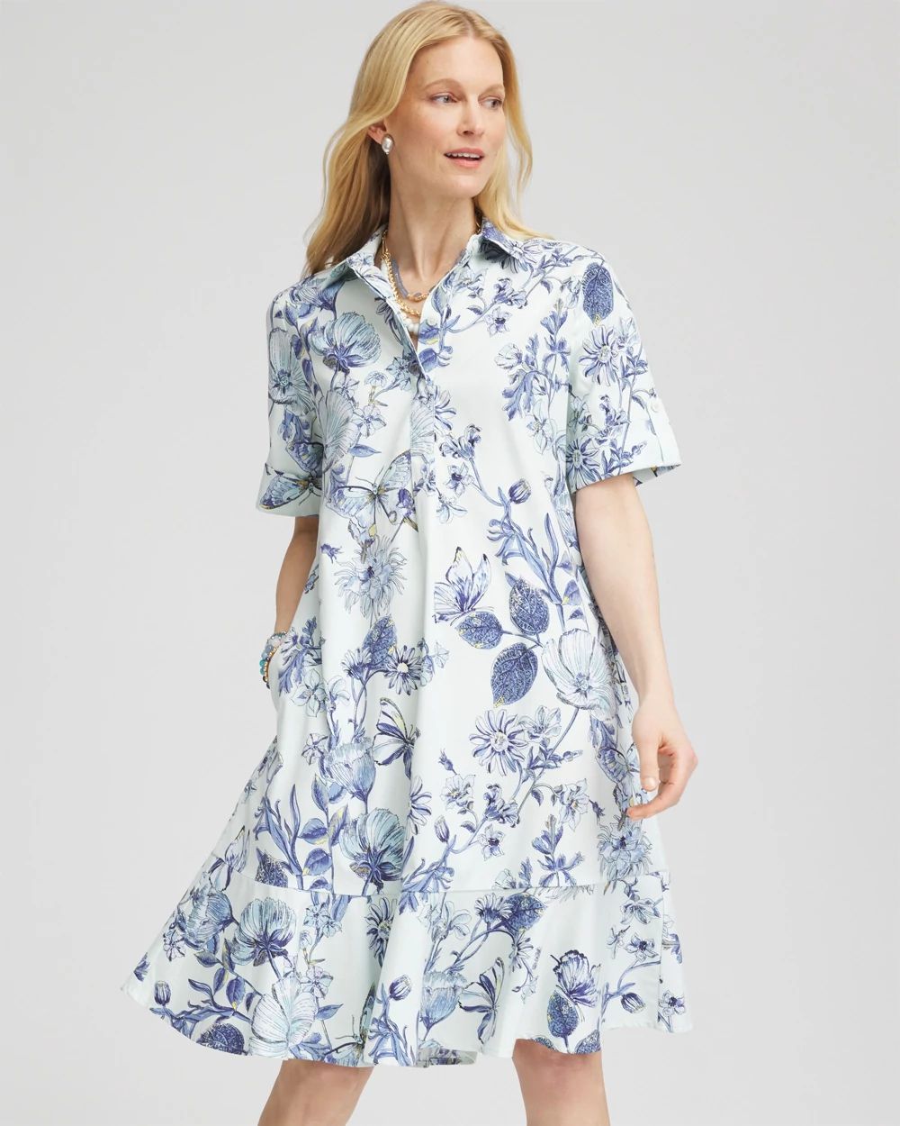 Poplin Butterfly Print Dress