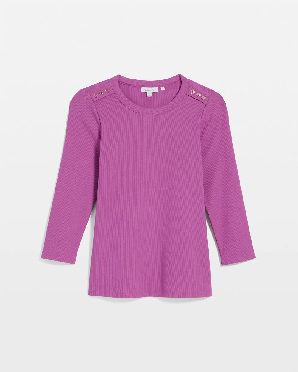 Ribbed Button Crewneck Tee