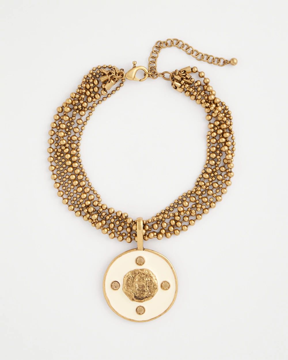 White Enamel Pendant Necklace