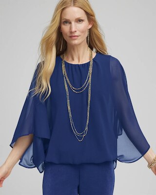 Travelers™ Collection Bubble Hem Chiffon Blouse