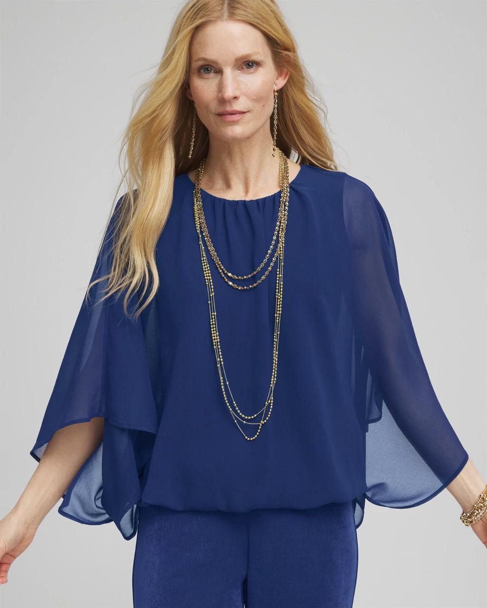 Travelers™ Collection Bubble Hem Chiffon Blouse