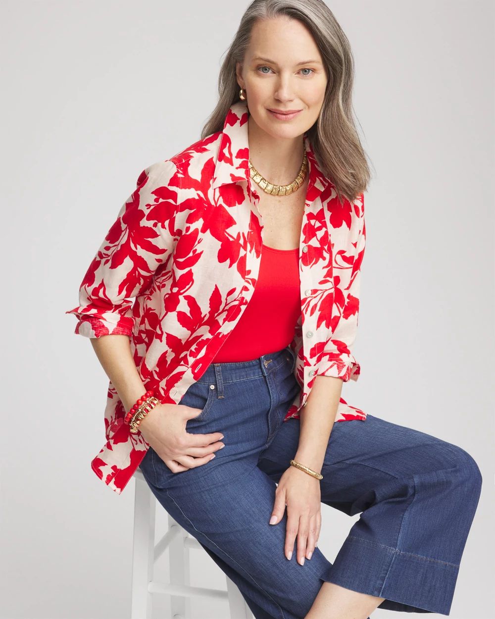 No Iron™ Floral Linen Shirt click to view larger image.