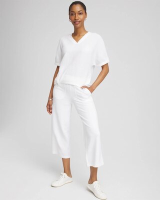 Zenergy® French Terry Gauze-Inset Cropped Pants click to view larger image.