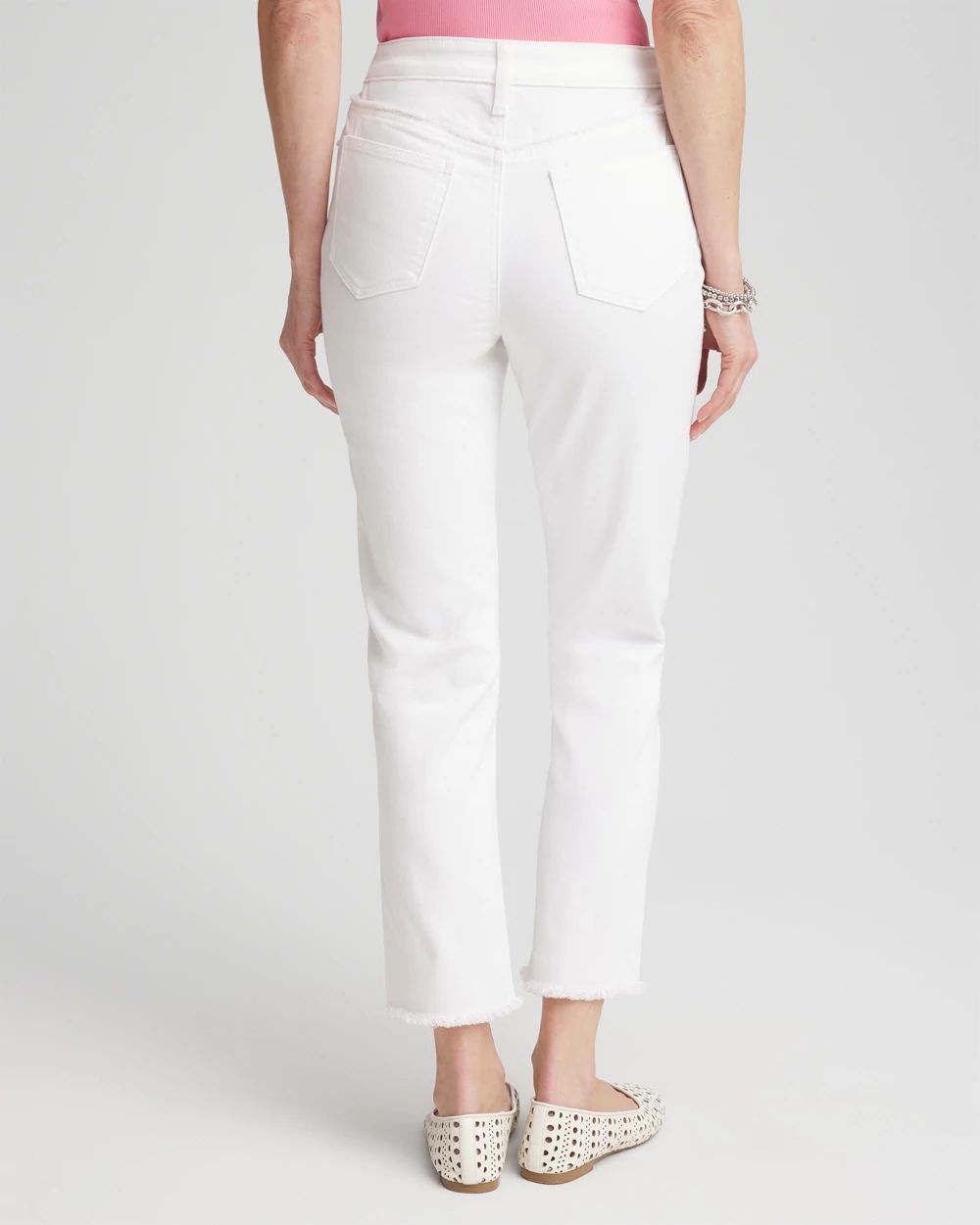 Girlfriend Frayed Cropped No Stain Jeans click to view larger image.