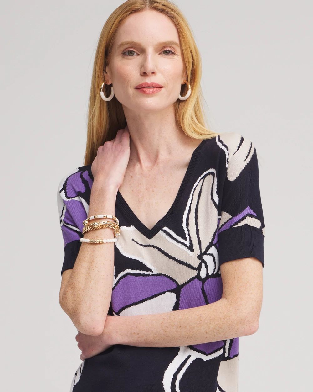 Floral Dolman Pullover Sweater