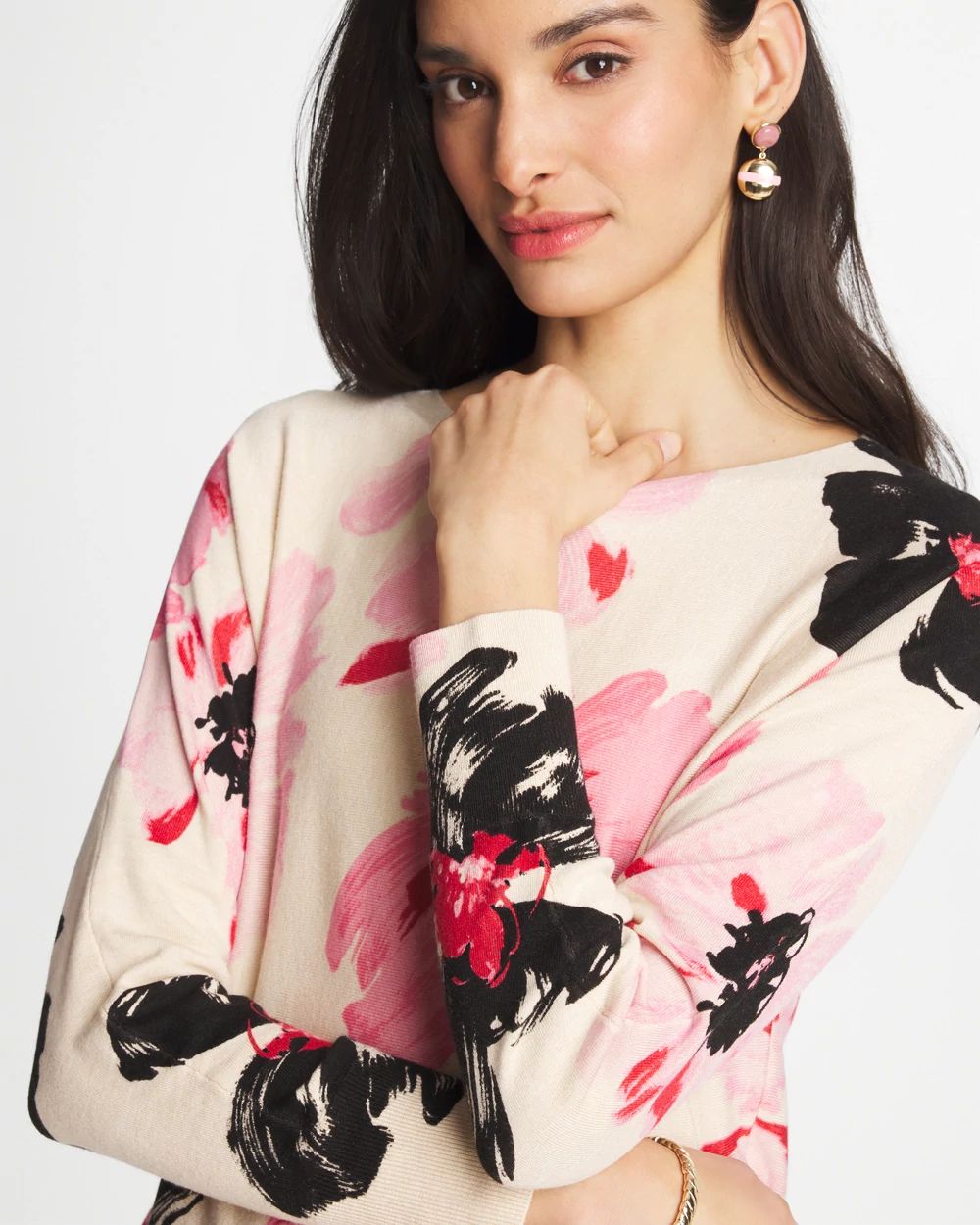 Printed Bateau Dolman Pullover