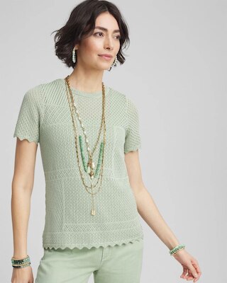 Pointelle Crewneck Sweater Tee