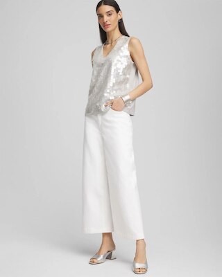 Iridescent V-Neck Sleeveless Tank Top click to view larger image.