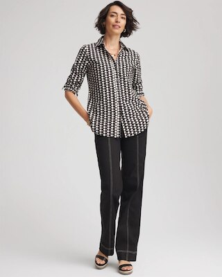 Pull-On Wide-Leg Jeans click to view larger image.