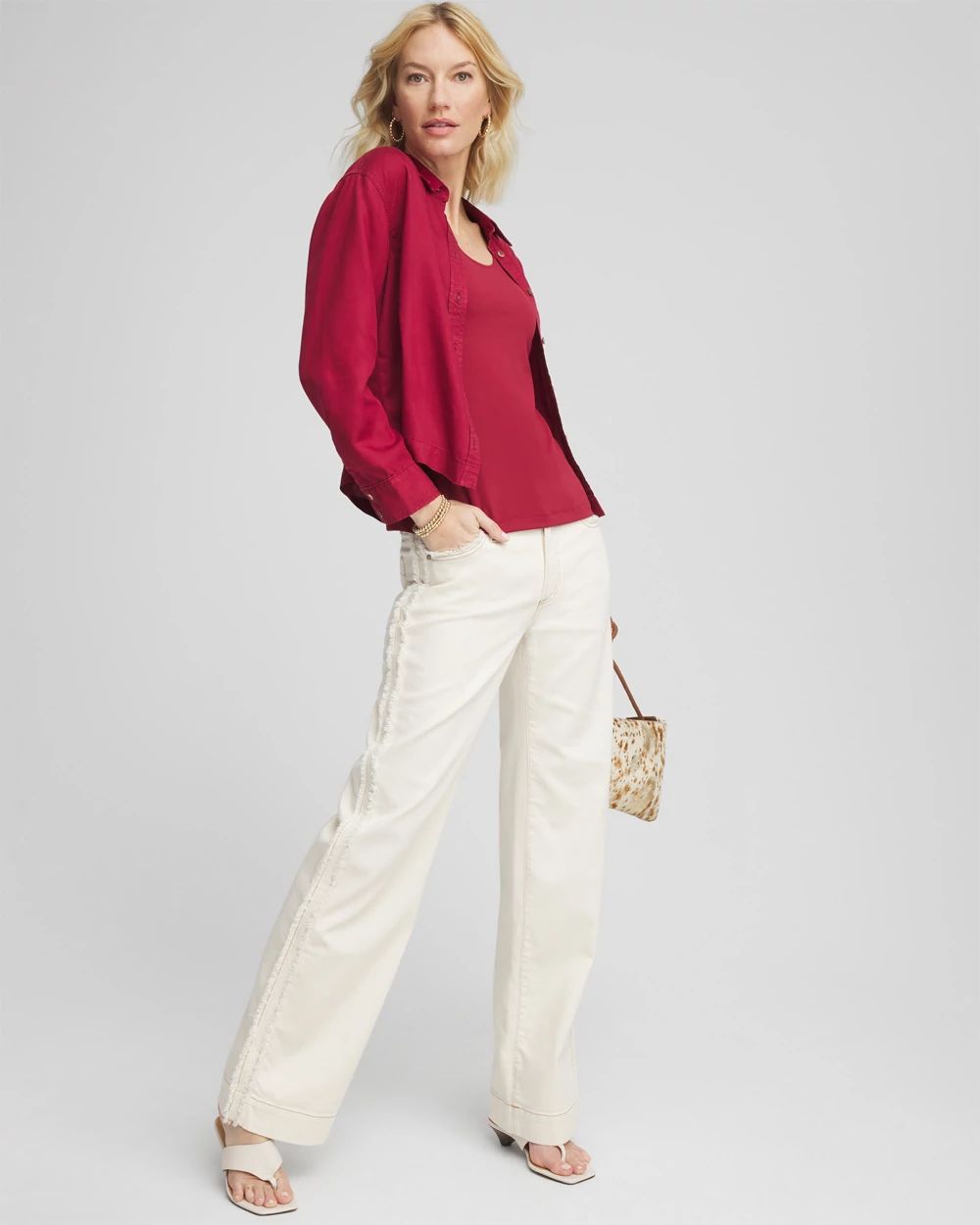 Sea Salt High-Rise Frayed Jeans click to view larger image.