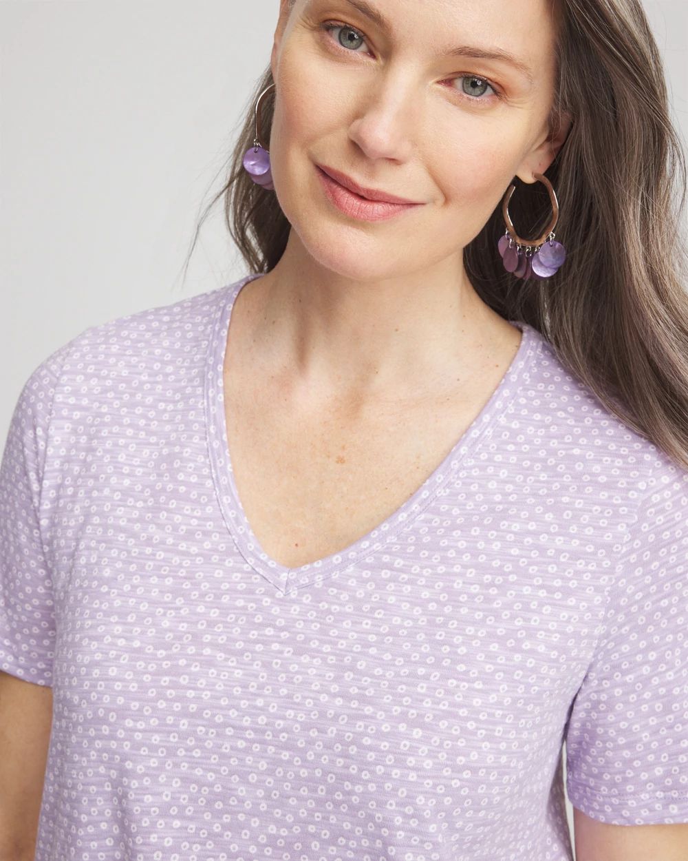 Polka-Dot Short Sleeve Forward Seam Tee