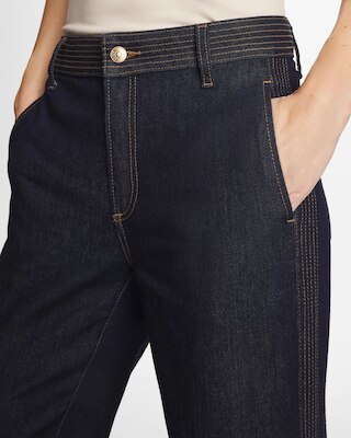 Trapunto Wide-Leg High-Rise Jeans click to view larger image.