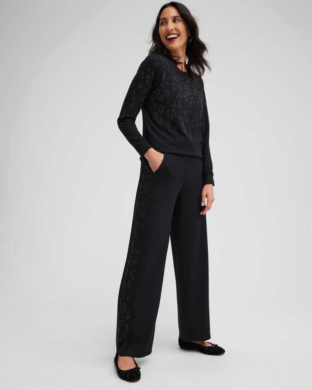 Zenergy Embellished Wide Leg Pants