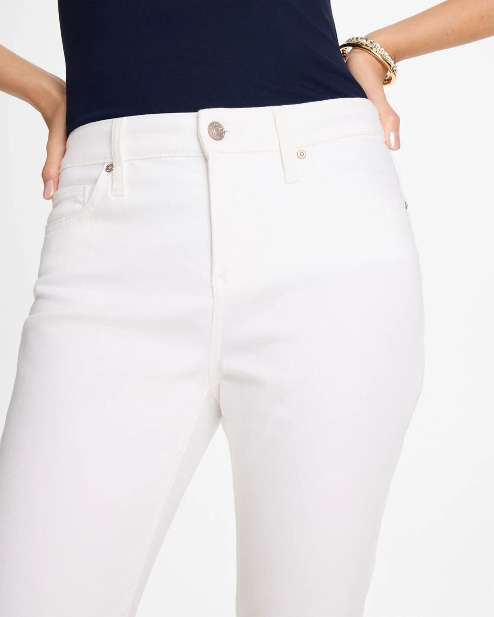 No-Stain Girlfriend Frayed Ankle Jeans