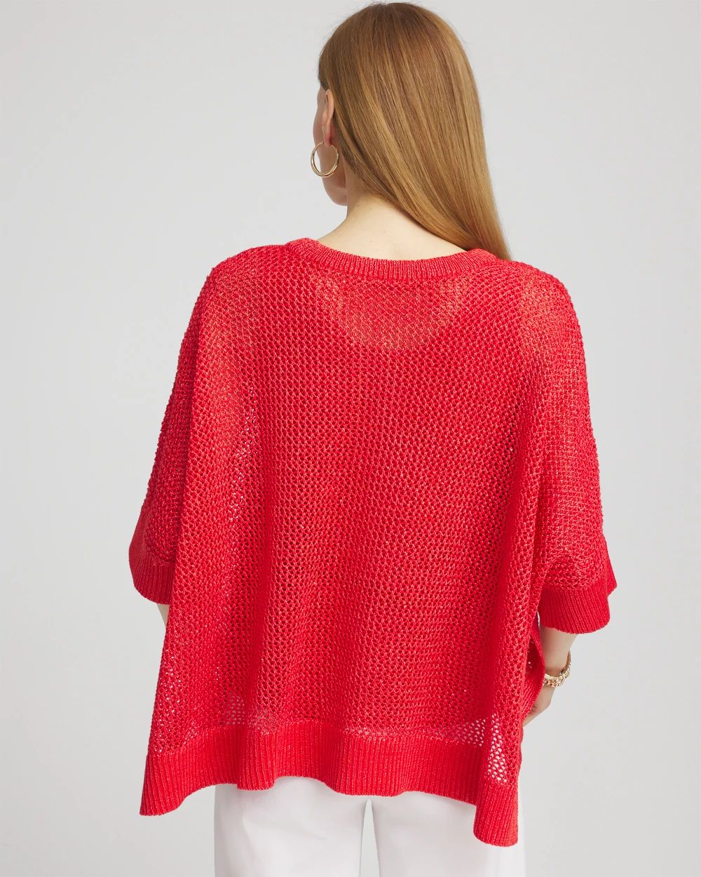 Sequin Open Knit Poncho