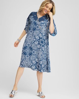 Crepe Lace-Neck Dress