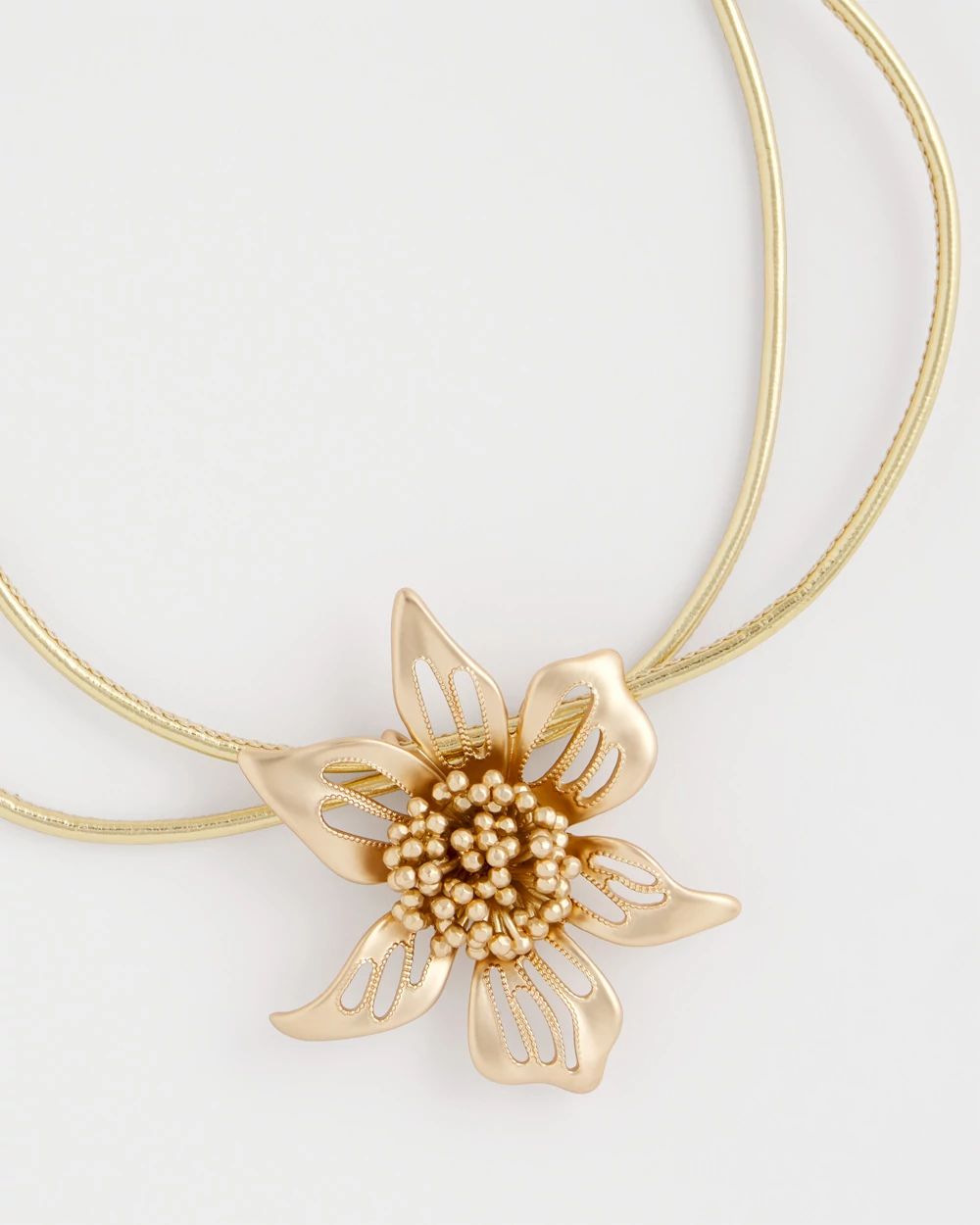 Gold Flower Pendant Necklace click to view larger image.
