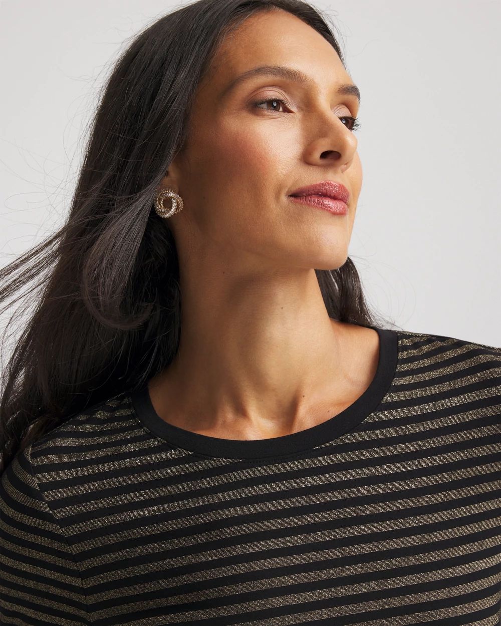 Touch of Cool™ Metallic Striped Layering Tee click to view larger image.