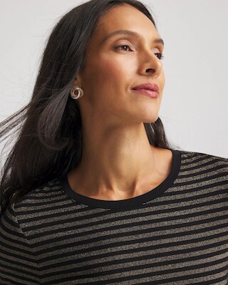 Touch of Cool™ Metallic Striped Layering Tee click to view larger image.