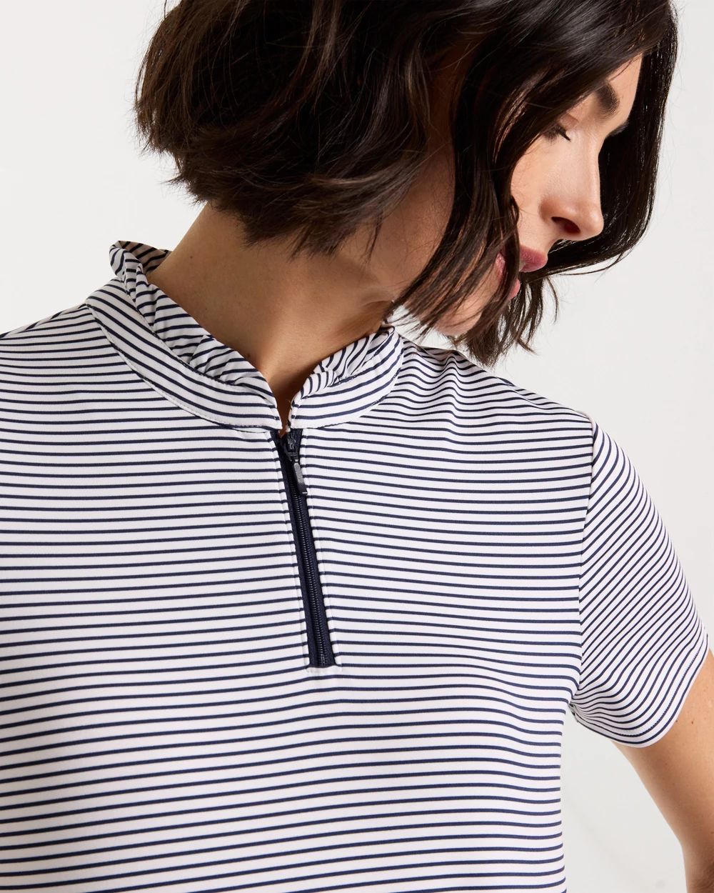 Zenergy® UPF Ruffle Striped Half Zip click to view larger image.