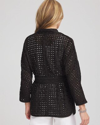 Open-Stitch Tie-Front Kimono Jacket click to view larger image.