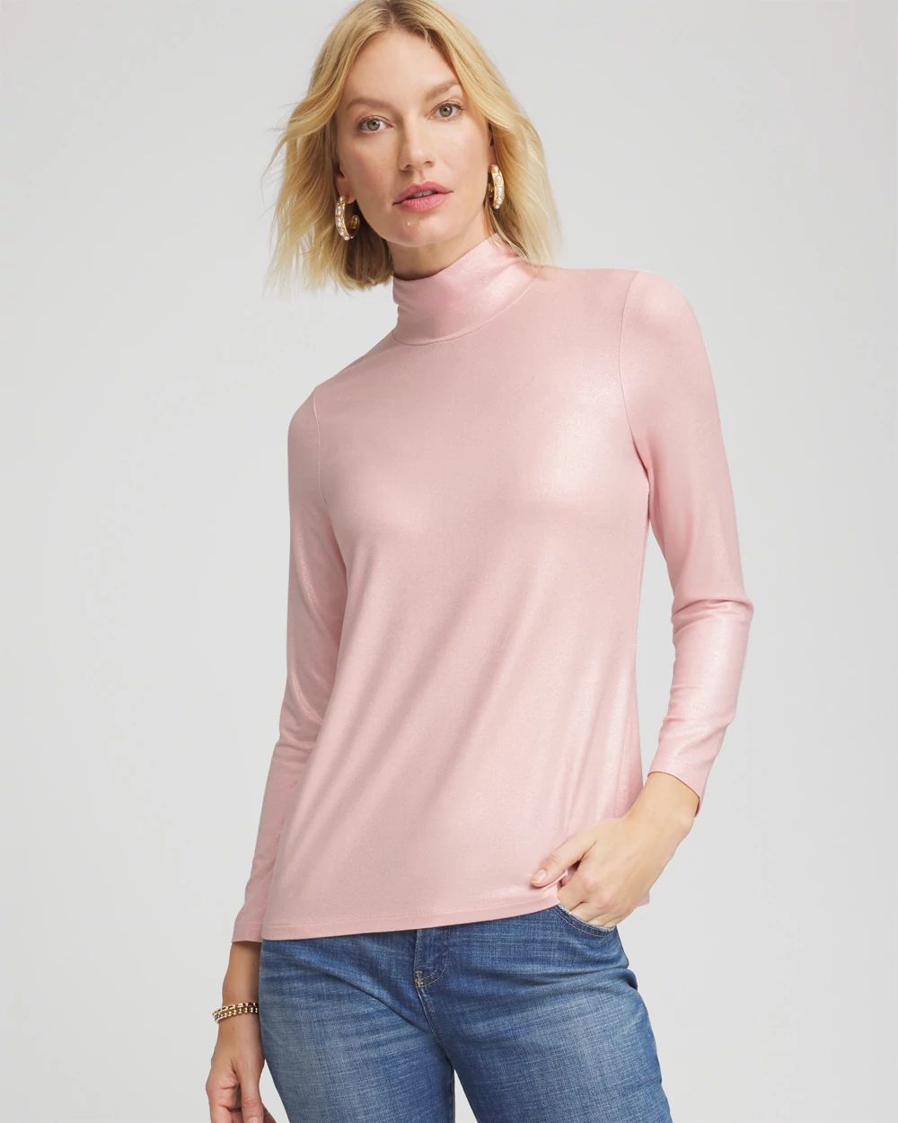 Touch of Cool™ Foil Mock Neck Layering Tee
