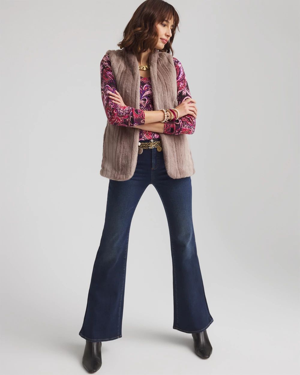 Paisley V-Neck Pullover Sweater click to view larger image.